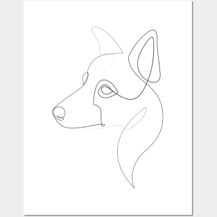 Border Collie - one line drawing Posters and Art